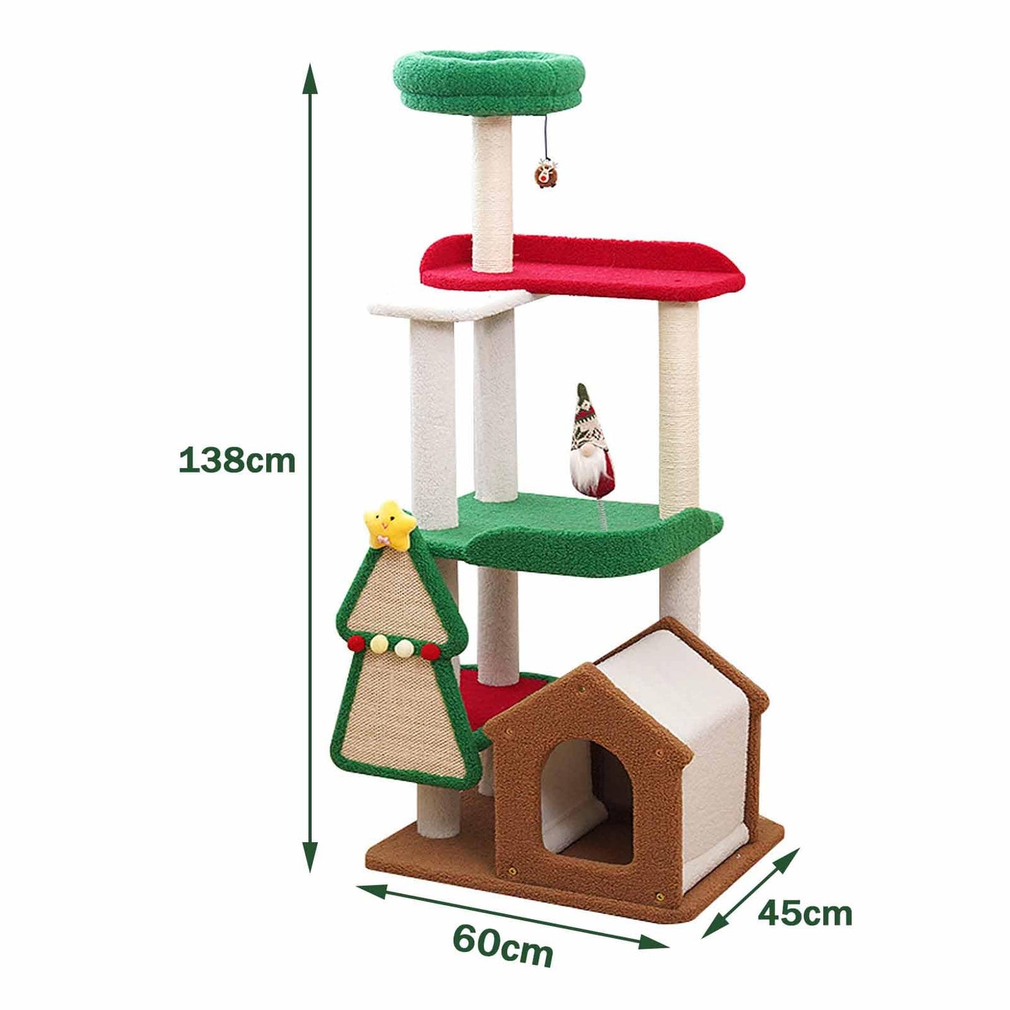 Tall Cat Tree Tower for Large Cats with Scratching Post, Condo & Climbing Furniture