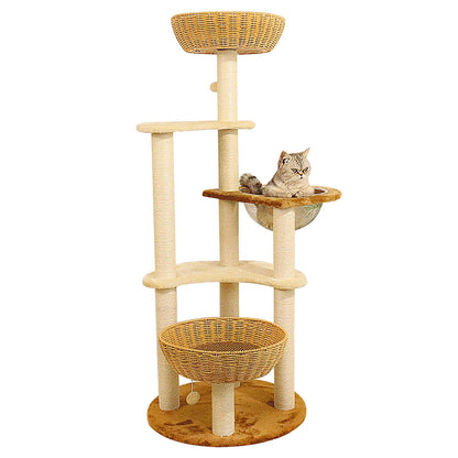 141cm Multi-Level Cat Tree Tower with Sisal Scratching Posts for Indoor Cats & Kittens