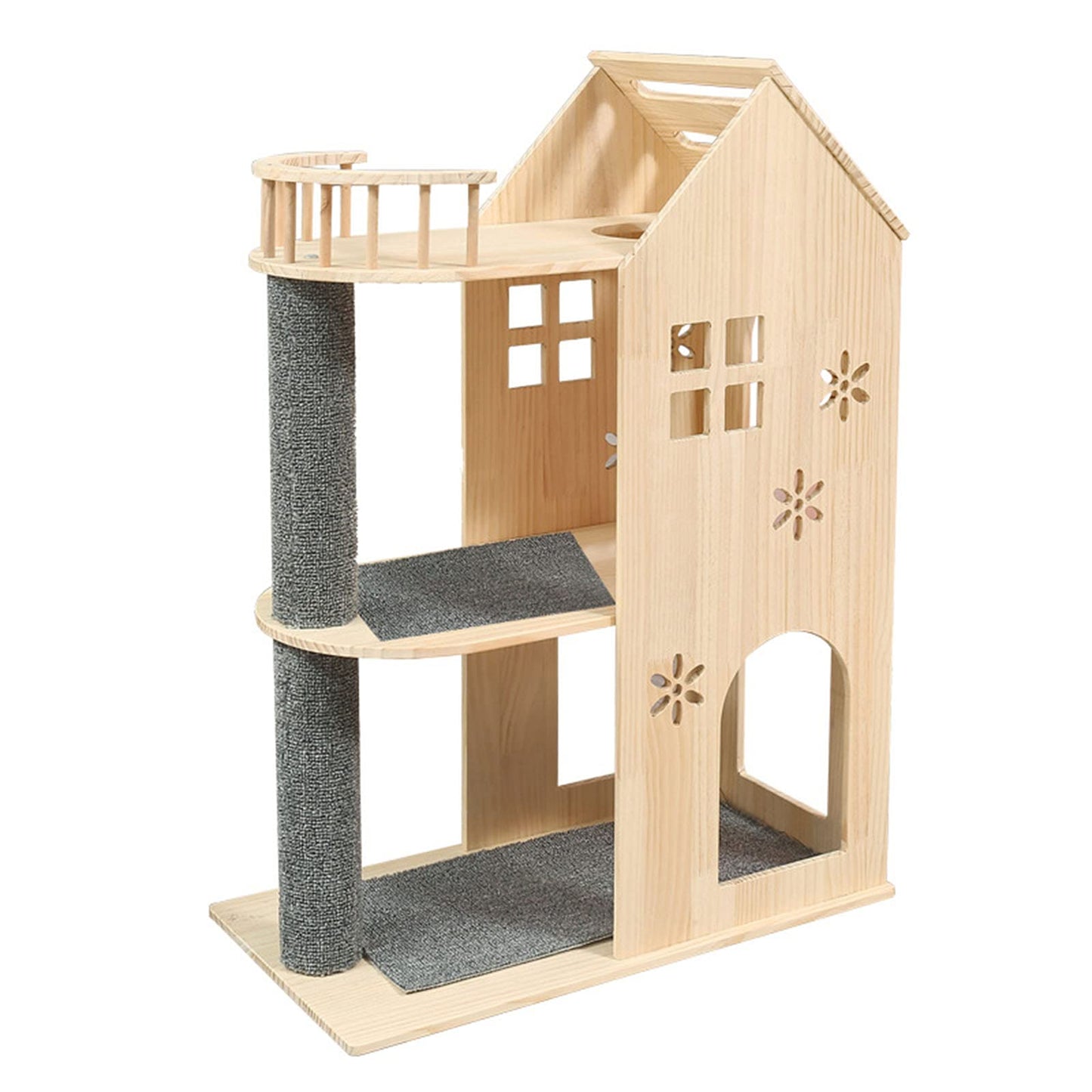 Luxury Wooden Cat Tree Tower with Acrylic Nest & Multi-Level Activity Center