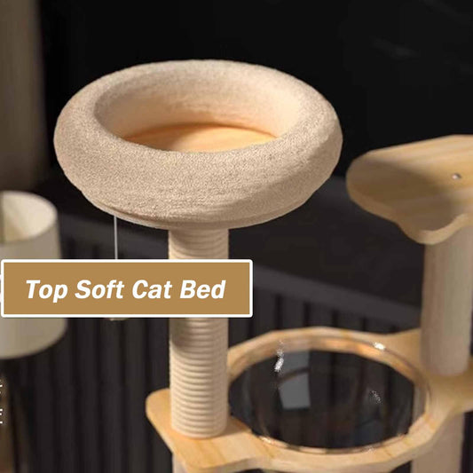 Tall Multi-Level Cat Tower with Scratching Posts, Plush Perches & Activity Toys
