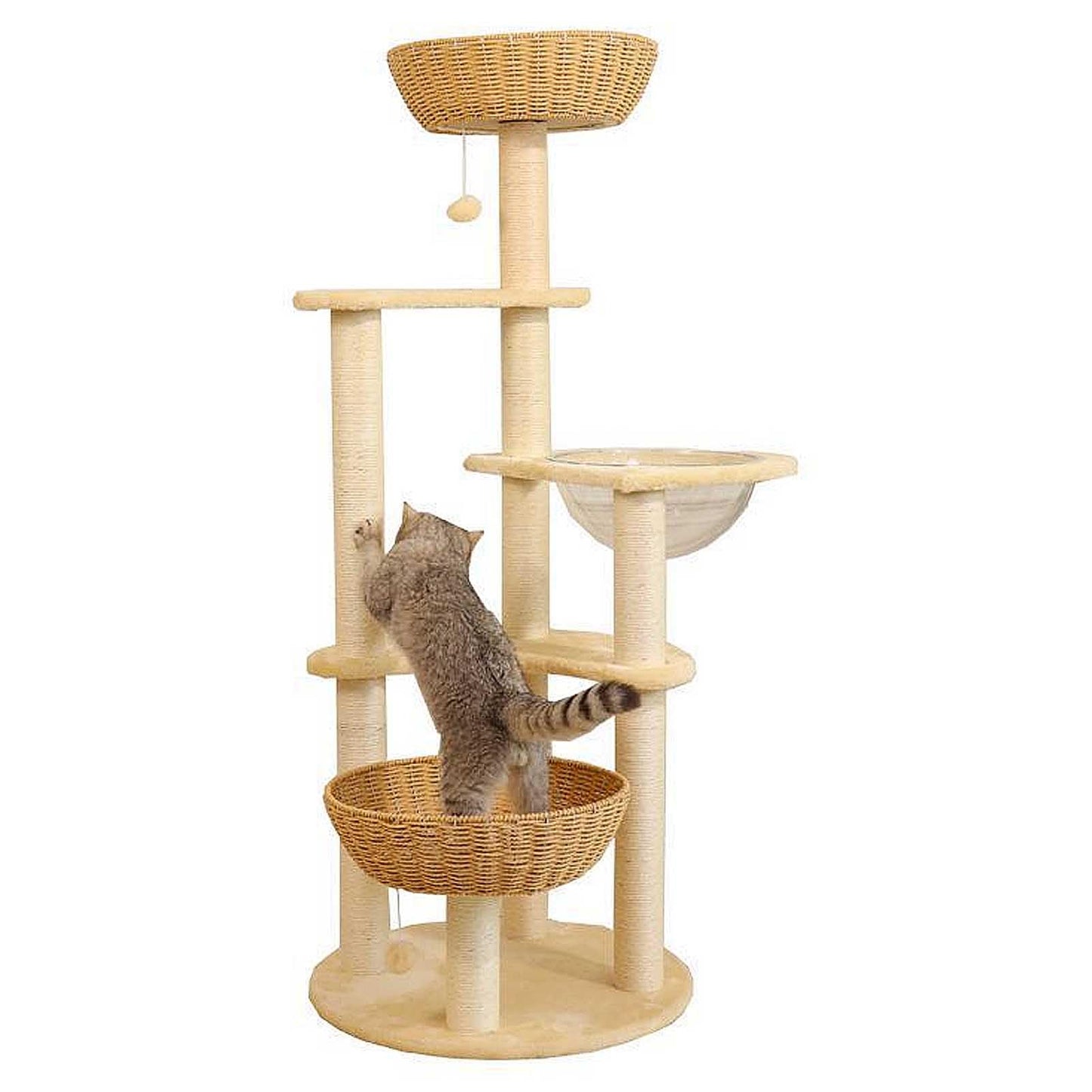141cm Large Cat Tree Tower with 9 Scratching Posts, Perches & Plush Cat Condo