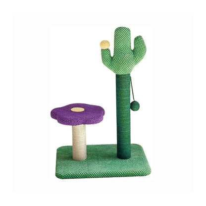 Luxury Cactus Cat Tree Tower with Flower Hammock & Sisal Scratching Post for Indoor Cats - Purple