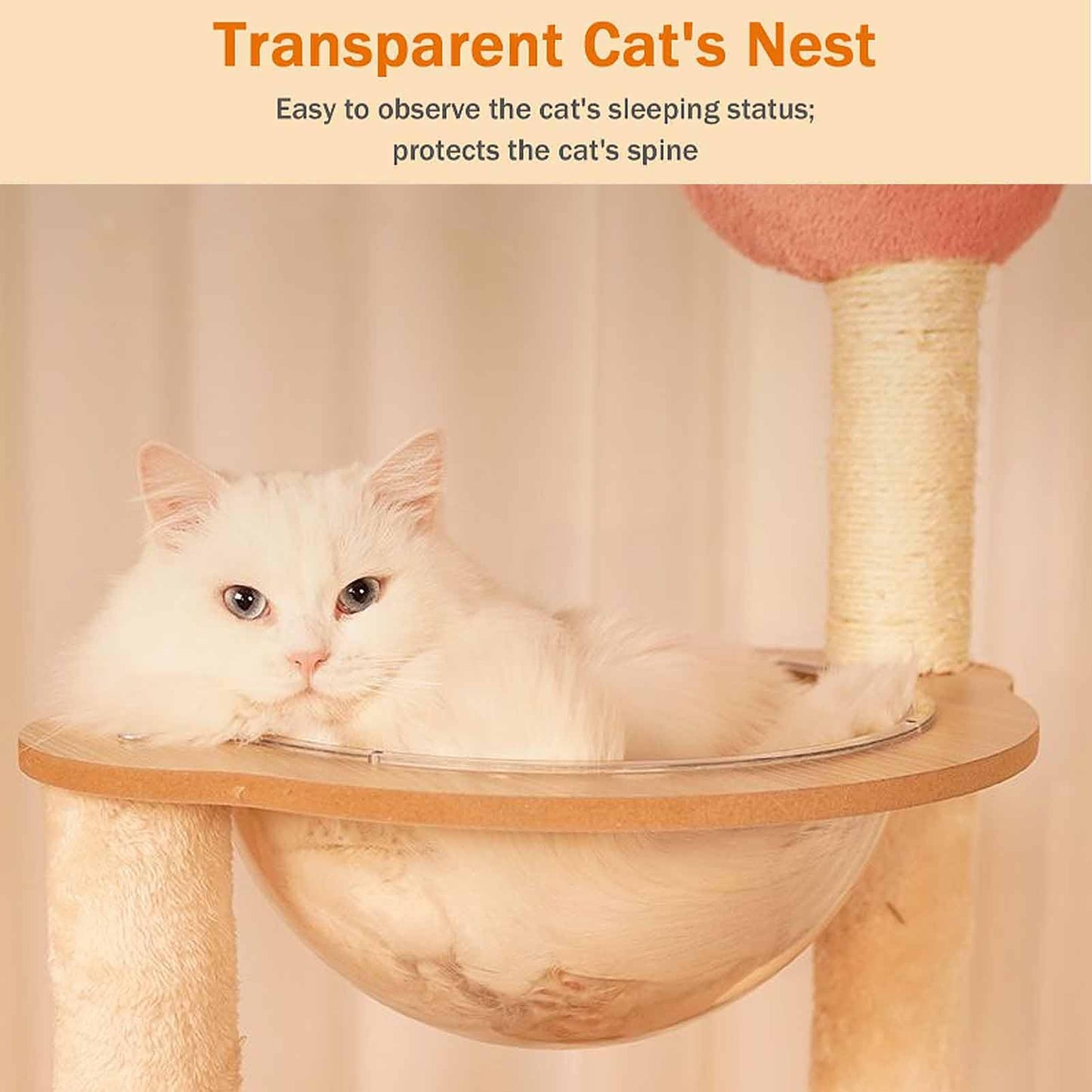 Luxury Cactus Cat Tree Tower with Flower Hammock & Sisal Scratching Post for Indoor Cats - Purple