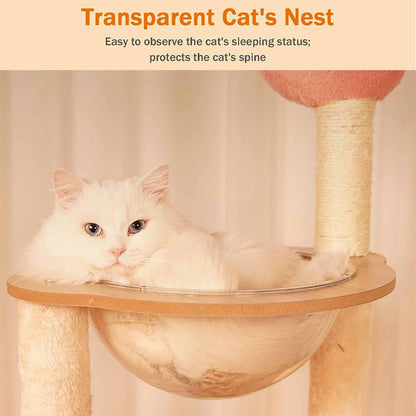 Luxury Cactus Cat Tree Tower with Flower Hammock & Sisal Scratching Post for Indoor Cats - Purple