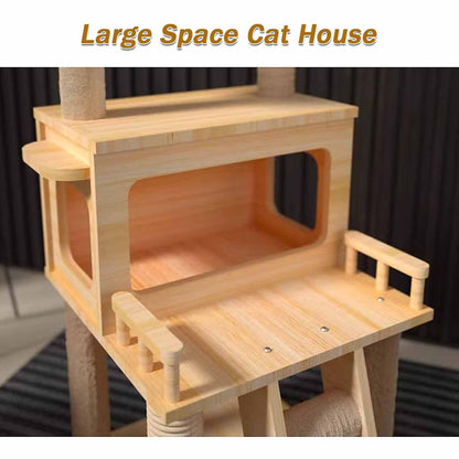 Tall Multi-Level Cat Tower with Scratching Posts, Plush Perches & Activity Toys