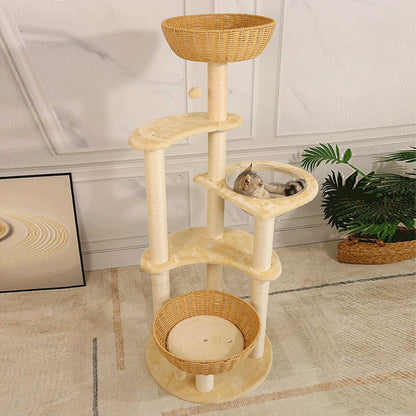 141cm Large Cat Tree Tower with 9 Scratching Posts, Perches & Plush Cat Condo