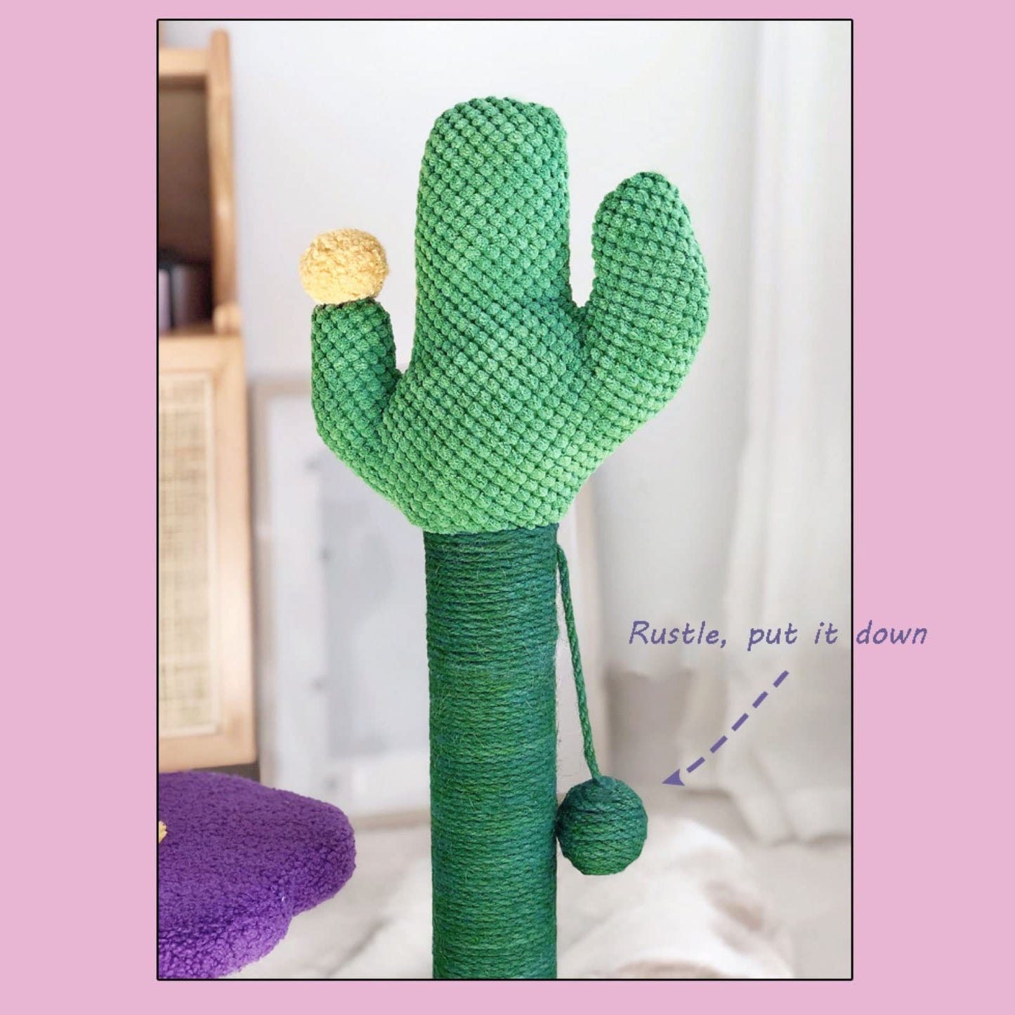 Luxury Cactus Cat Tree Tower with Flower Hammock & Sisal Scratching Post for Indoor Cats - Purple