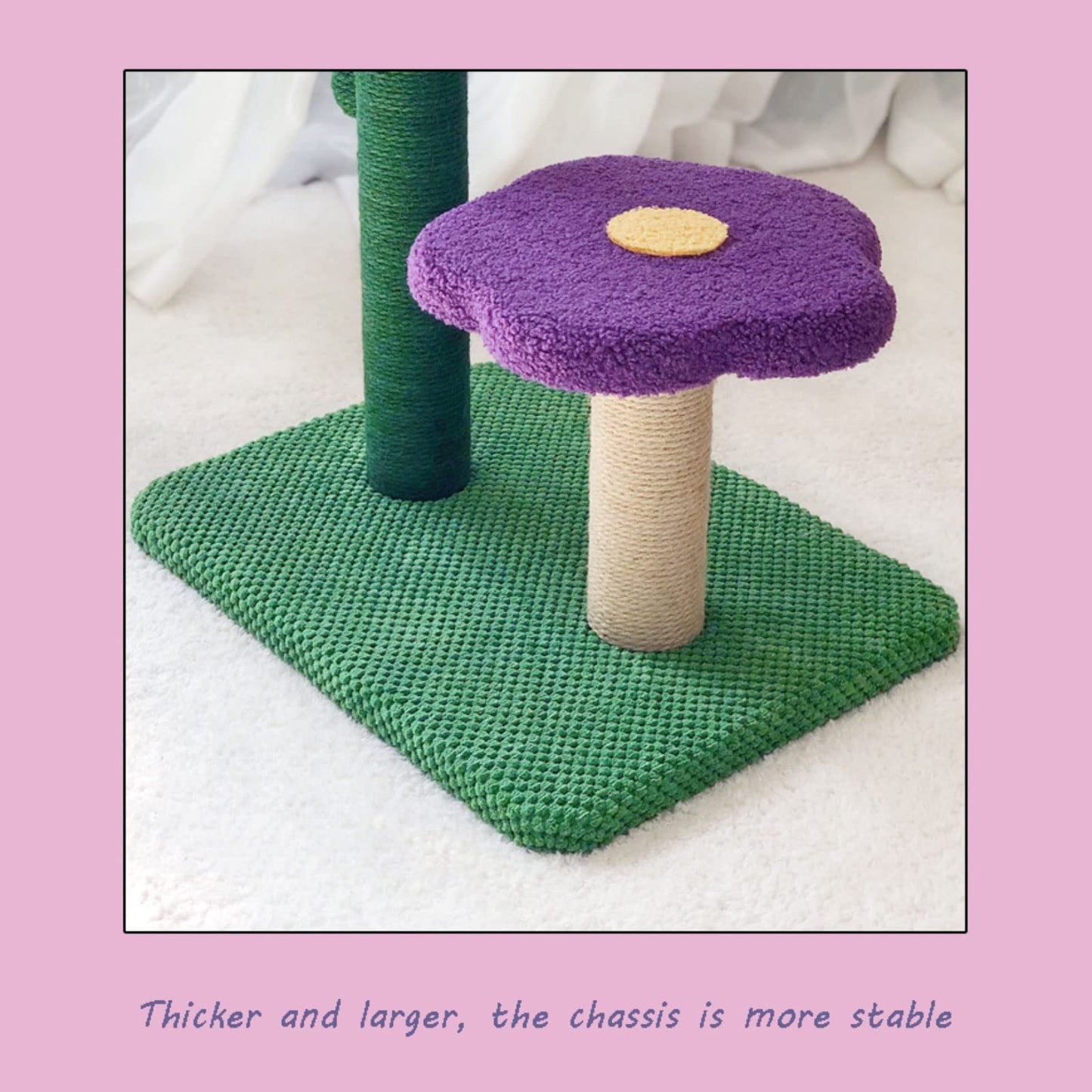 Luxury Cactus Cat Tree Tower with Flower Hammock & Sisal Scratching Post for Indoor Cats - Purple