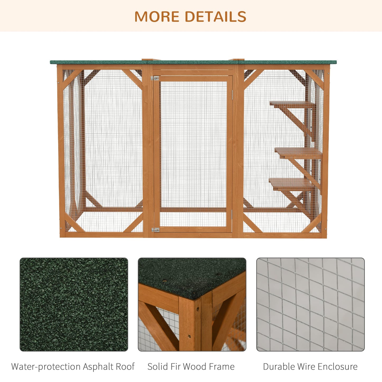 PawHut Outdoor Wooden Cat House Catio Shelter with Platforms & Weatherproof Roof