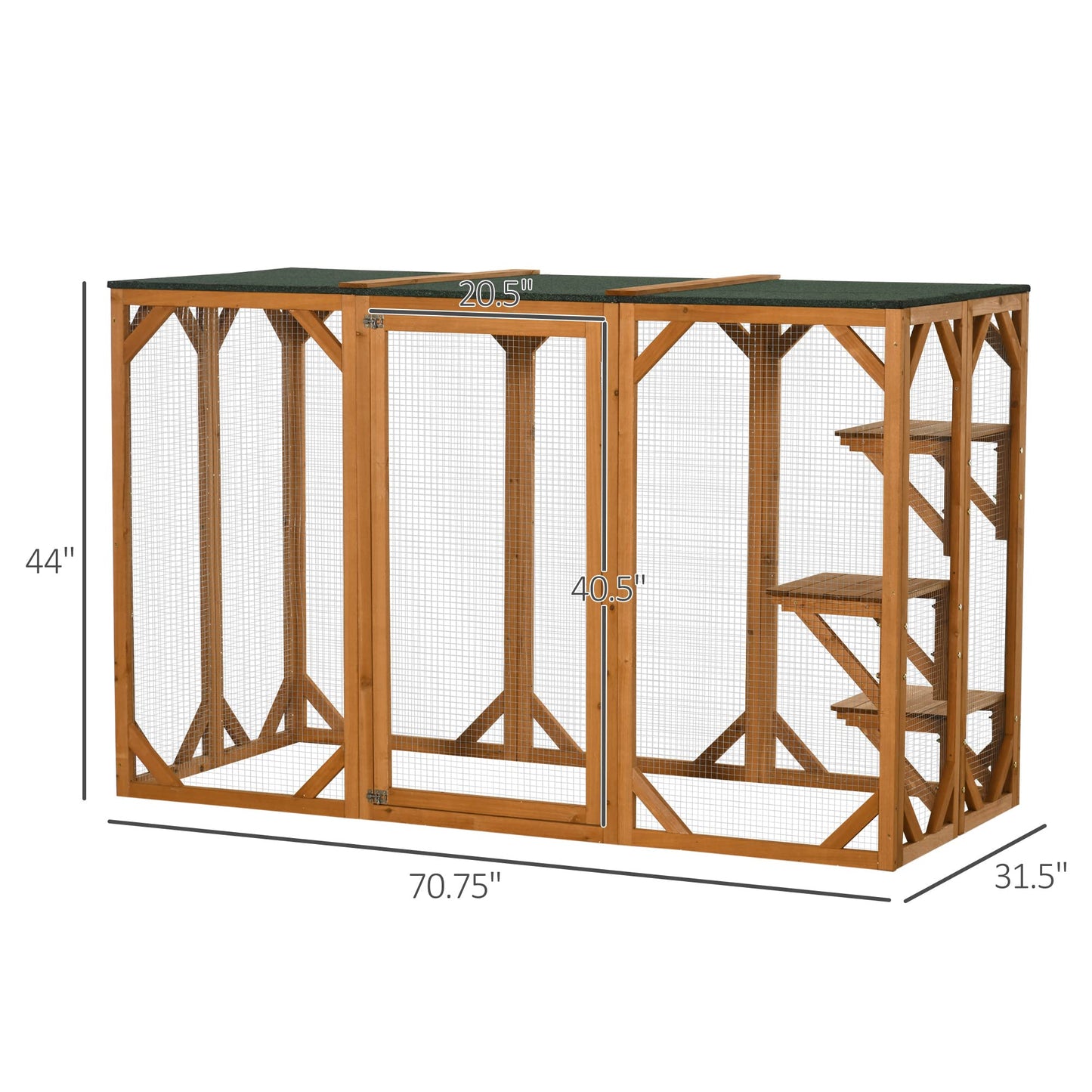 PawHut Outdoor Wooden Cat House Catio Shelter with Platforms & Weatherproof Roof